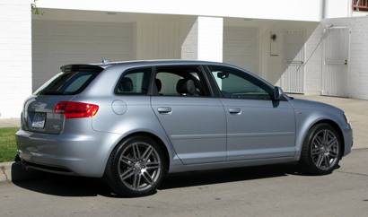 A three-quarter rear view of a 2010 Audi A3 2.0 TFSI quattro Auto S-Tronic