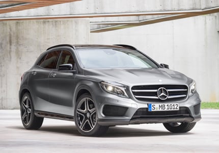 A three-quarter front view of the 2016 Mercedes-Benz GLA 250 4MATIC, previously one of GAYOT's Top 10 Best New Cars