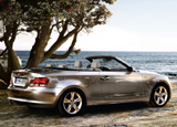 A three-quarter rear view of a 2008 BMW 128i Convertible