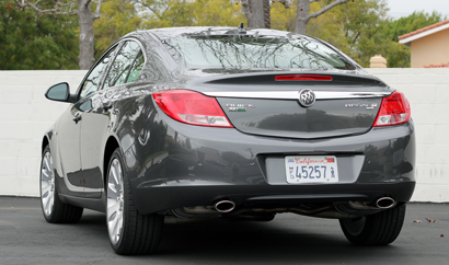 A three-quarter rear view of a black 2011 Buick Regal CXL Turbo A three-quarter rear view of a black 2011 Buick Regal CXL Turbo