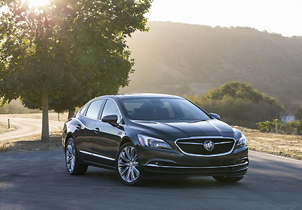 A three-quarter front view of the 2017 Buick LaCrosse, GAYOT's Car of the Month for November
