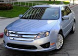 A three-quarter front view of a 2010 Ford Fusion Hybrid