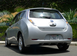 A three-quarter rear view of a 2011 Nissan Leaf A three-quarter rear view of a 2011 Nissan Leaf