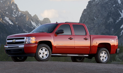 A three-quarter front view of a Chevy Silverado