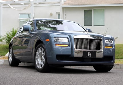 A three-front view of the 2011 Rolls Royce Ghost, previously featured in GAYOT's Top 10 Luxury Sedans