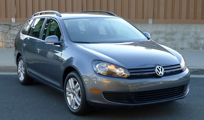 A three-quarter front view of a 2012 Volkswagen Jetta SportWagen TDI