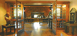 Artful lobby entrance to the restaurant at Elk Mountain Resort in Montrose, Colorado Artful lobby entrance to the restaurant at Elk Mountain Resort in Montrose, Colorado