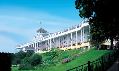 View from the lawn of Grand Hotel on Mackinac Island in Michigan 