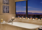 The view from the bathtub in The Ritz-Carlton Suite at The Ritz-Carlton, Denver 