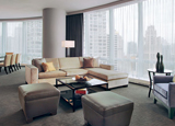 A suite living room at Trump International Hotel & Tower Chicago