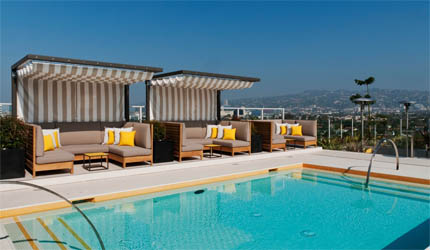 The rooftop pool at The Hotel Wilshire in Los Angeles, California
