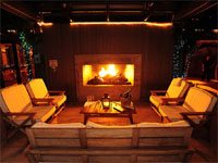 The cozy fireplace of The Bungalow Hotel in Long Branch, NJ The cozy fireplace of The Bungalow Hotel in Long Branch, NJ