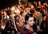 Models backstage at Montreal Fashion Week in Quebec, Canada