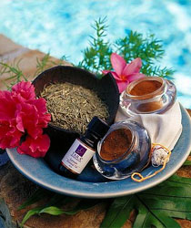 An assortment of spa products