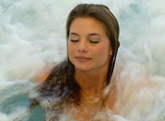 A woman relaxes in a whirlpool at the Westglow Resort & Spa in  Blowing Rock, North Carolina