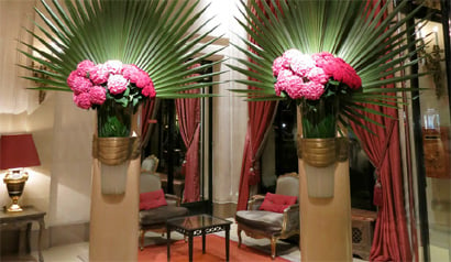 The Hotel Plaza Athenee lobby and its famous flowers