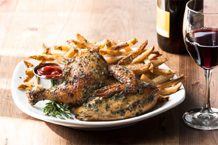Roast chicken and frites from the Frites Grill menu at Mimi’s Cafe
