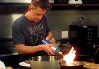 Culinary designer Richard Blais on the set of the Science Channel's "Blais Off"