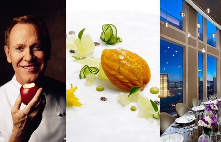 From left to right: chef Patrick OConnell from The Inn at Little Washington, abalone salad from The French Laundry (photo by Deborah Jones) and Twist by Pierre Gagnaire in Las Vegas
