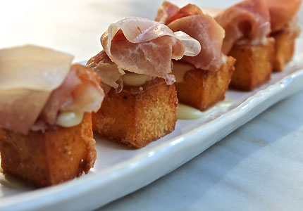 Crispy grits with country ham and bourbon aioli by Maysville's executive chef Kyle Knall 
