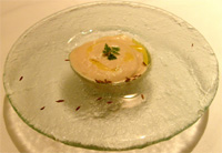 Amuse bouche of cauliflower mousse