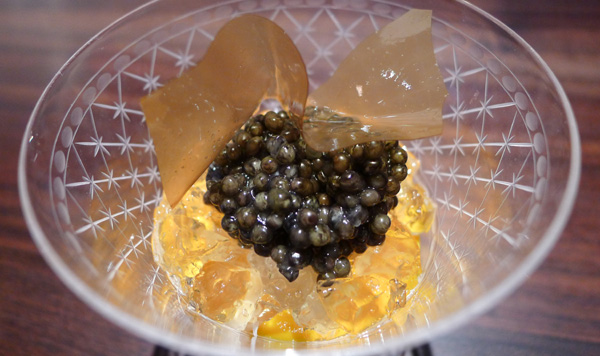 Reserve caviar with yam and chicken gelée at Saison, one of the Top 40 Restaurants in the US