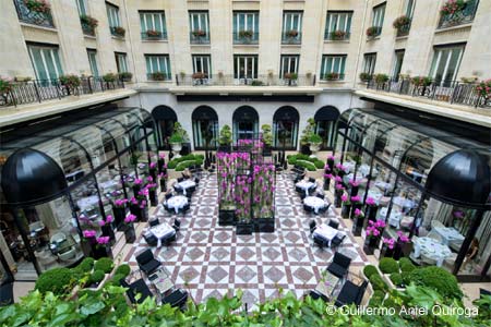 L’Orangerie is located in the historic courtyard of the Four Seasons Hotel George V Paris