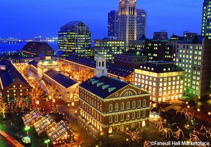 A view of Faneuil Hall Marketplace in Boston, Massachusetts