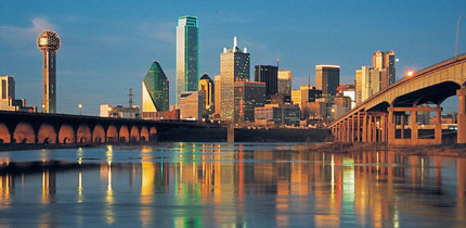 A view of Downtown Dallas at dusk A view of Downtown Dallas at dusk