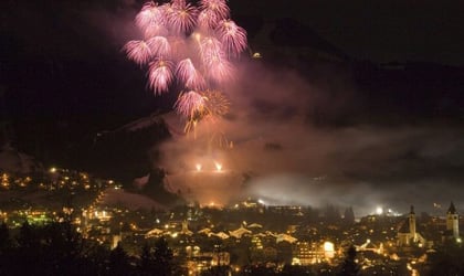 Kitzbuhel, Austria hosts one of the finest fireworks displays in the Alps every New Year's Eve