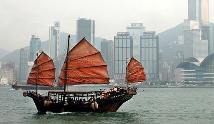 Traditional Chinese junks are a common sight in Hong Kong's Victoria Harbour Traditional Chinese junks are a common sight in Hong Kong's Victoria Harbour