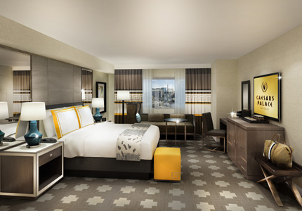 A rendering of a guest room at the Caesars Palace Las Vegas Julius Tower A rendering of a guest room at the Caesars Palace Las Vegas Julius Tower