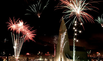 Fireworks on New Year's Eve in Reykjavik, Iceland