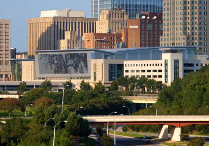 Downtown Raleigh is located near Research Triangle Park, home to more than one hundred cutting-edge electronic and medical research firms Downtown Raleigh is located near Research Triangle Park, home to more than one hundred cutting-edge electronic and medical research firms