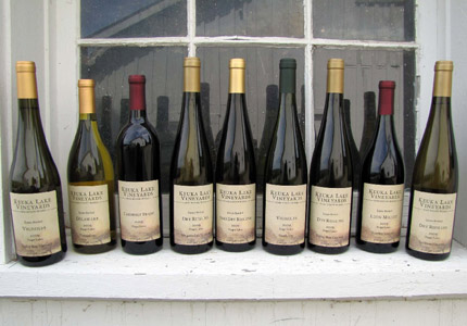 Wines from Keuka Lake Vineyards in New York's Finger Lakes region