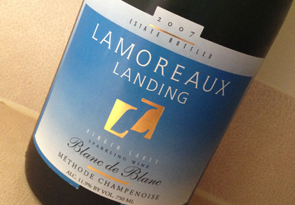 The balanced palate of pear, lemon and toasted bread makes the Lamoreaux Landing Blanc de Blanc a great sparkler
