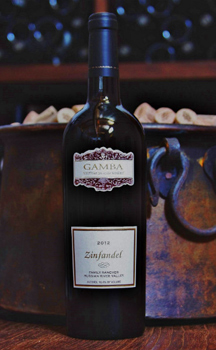 The Gamba 2012 Family Ranches Zinfandel is a balanced wine showcasing a subtle acidic frame and a lengthy finish accented by soft tannins