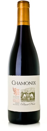 A bottle of Chamonix 2009 Reserve Pinot Noir from South Africa
