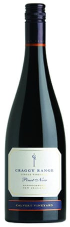 A bottle of Craggy Range 2008 Te Muna Pinot Noir from New Zealand