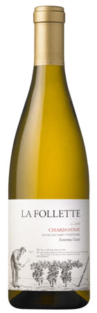 A bottle of LaFollette 2009 Sangiacomo Chardonnay from Sonoma, CA