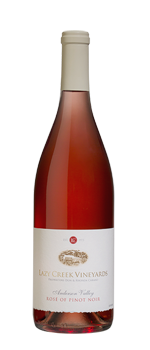 Lazy Creek Vineyards 2015 Rosé of Pinot Noir has notes of strawberry and grapefruit