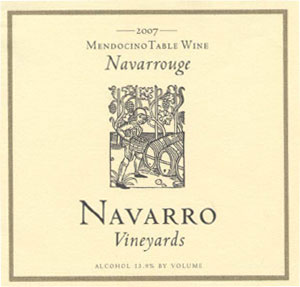 Navarro Vineyards 2007 Navarrouge red table wine, one of our Top 10 Summer Wines