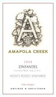 Amapola Creek 2008 Zinfandel, Monte Rosso Vineyard, one of our Top Value Wines