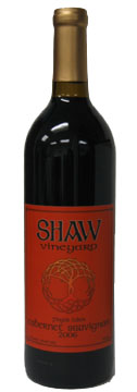 A bottle of Shaw Vineyard 2006 Cabernet Sauvignon, our wine of the week