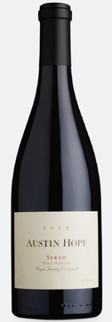A bottle of Austin Hope 2009 Syrah, our wine of the week