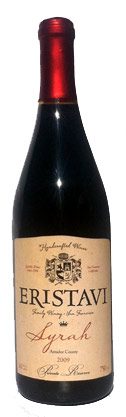 A bottle of Eristavi Family Winery 2009 Syrah, our wine of the week