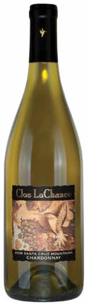 A bottle of Clos LaChance Winery 2008 Santa Cruz Mountains Chardonnay, our wine of the week