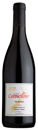 A bottle of Cobblestone 2009 Pinot Noir Te Muna, our wine of the week