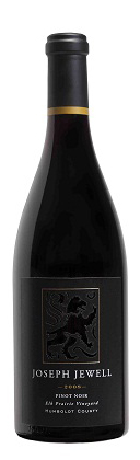 A bottle of Joseph Jewell 2009 Pinot Noir Elk Prairie Vineyard, our wine of the week