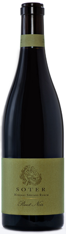 A bottle of Soter Vineyards 2009 Mineral Springs Ranch Pinot Noir, our wine of the week